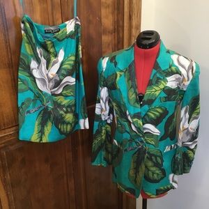 Woman’s skirt set, linen, bold colors and pattern